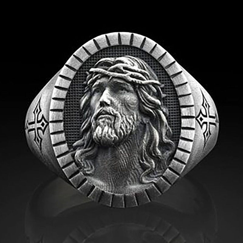 The Face of Jesus Ancient Silver Ring