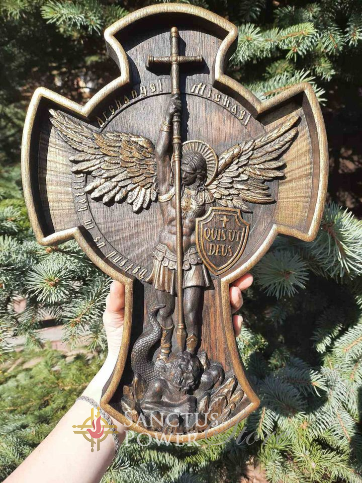 Archangel Michael Carved Solid Wood Piece