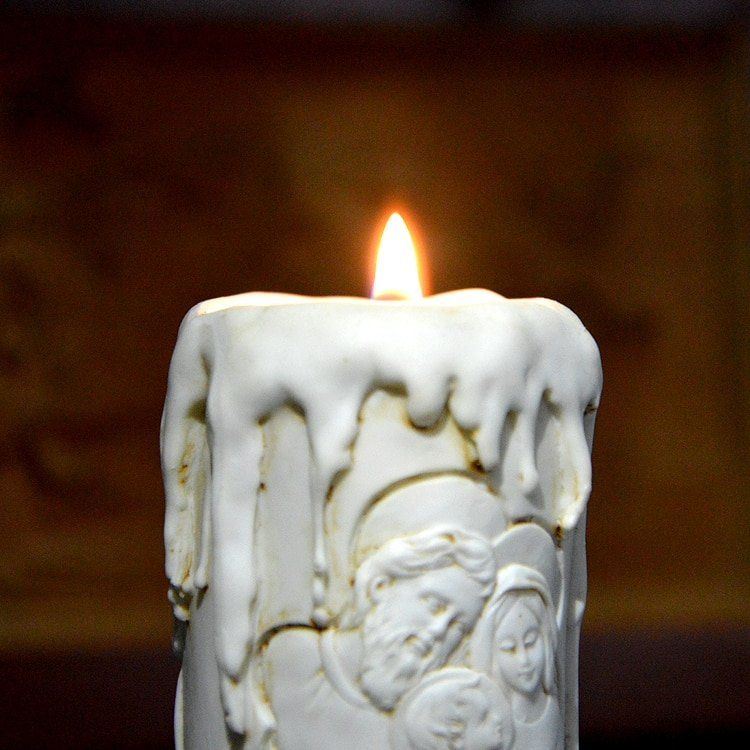 Holy Family Melted Wax Candle Holder