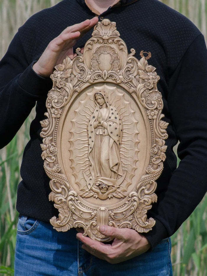 Our Lady of Guadalupe Beautiful Wooden Carving Statue