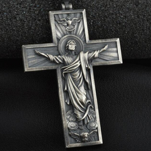 Modern Silver Crucifix Necklace - Jesus Ascension