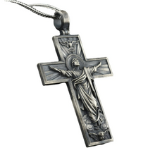 Modern Silver Crucifix Necklace - Jesus Ascension