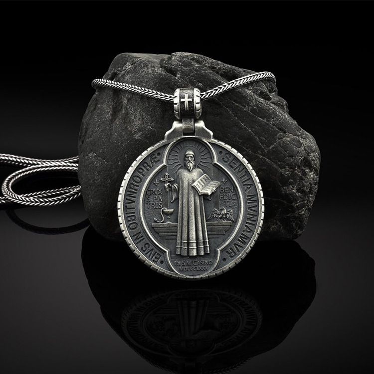 St. Benedict Ward of Evil Vintage Medallion Pendant