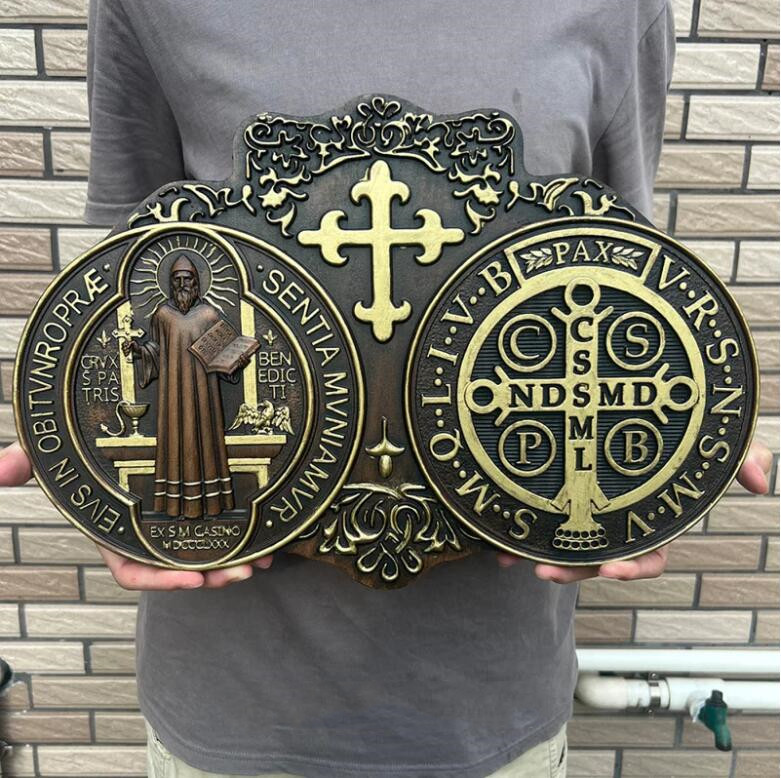 St. Benedict's Holy Symbol Wooden Plaque Home Decor